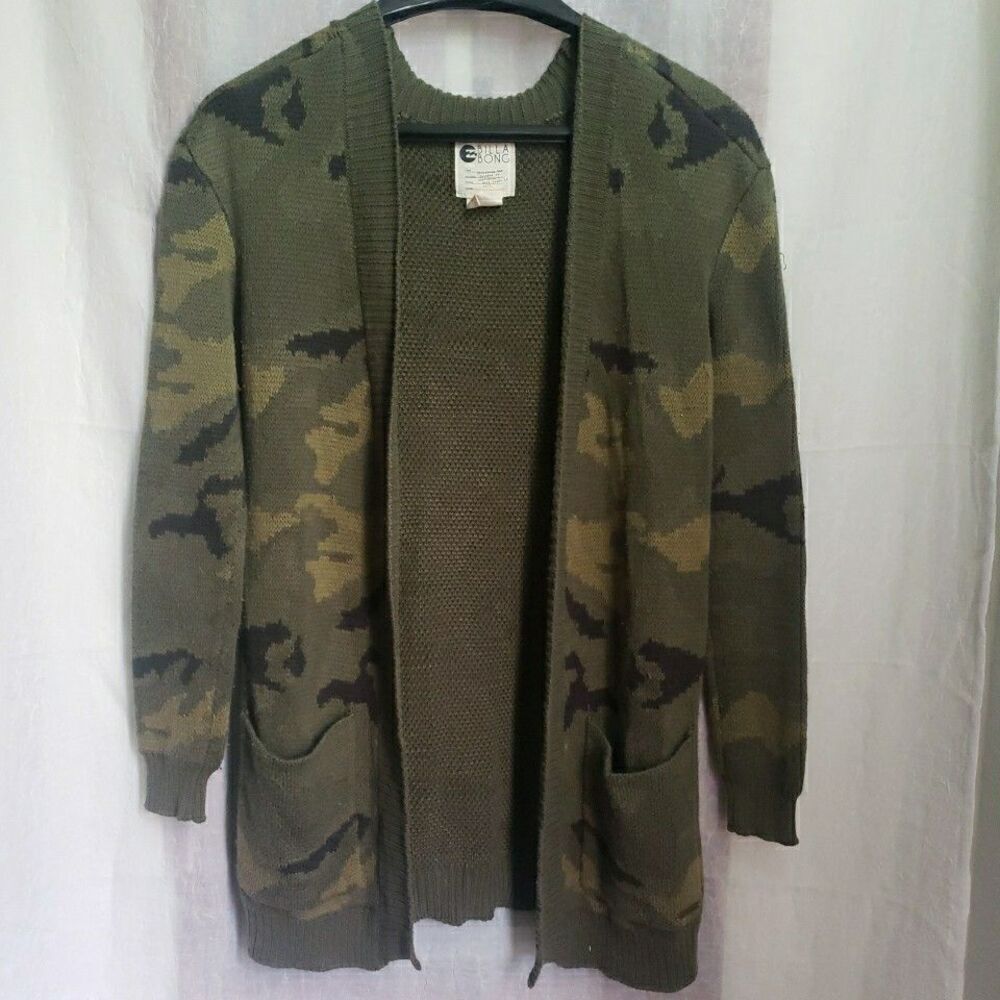 Billabong Sweater Open Cardigan Camo Y2K 90's Retro 2000's Women's Juniors Small